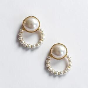 Ivory Pearl Drop Stud Earrings